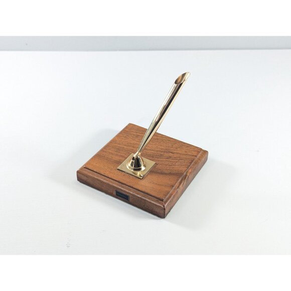 Vintage SHEAFFER wooden pen stand with replacement (non-Sheaffer) ballpoint pen - Picture 7 of 8